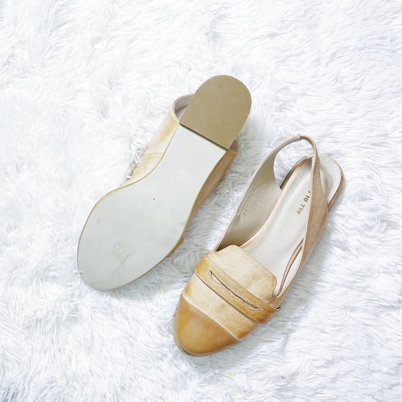 All Black Tan Two Tone Sling Back Flats SZ36 - Picture 5 of 5